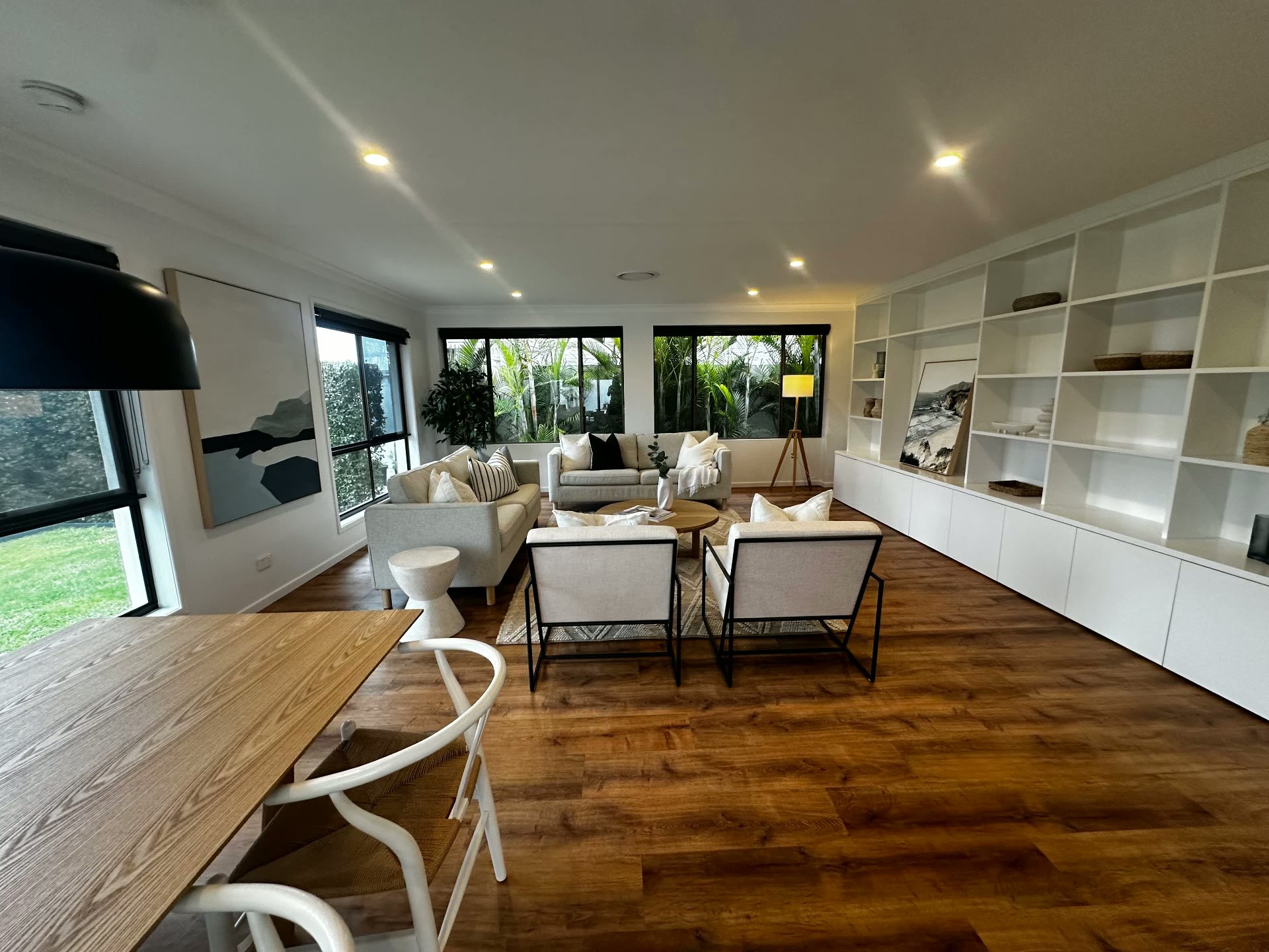 Existing lounge room of an established single-level Mooloolaba home
